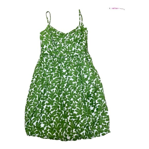 NWT London Times Green White Botanical Print Balloon Hem Dress Size 6 P Preppy - Picture 6 of 6